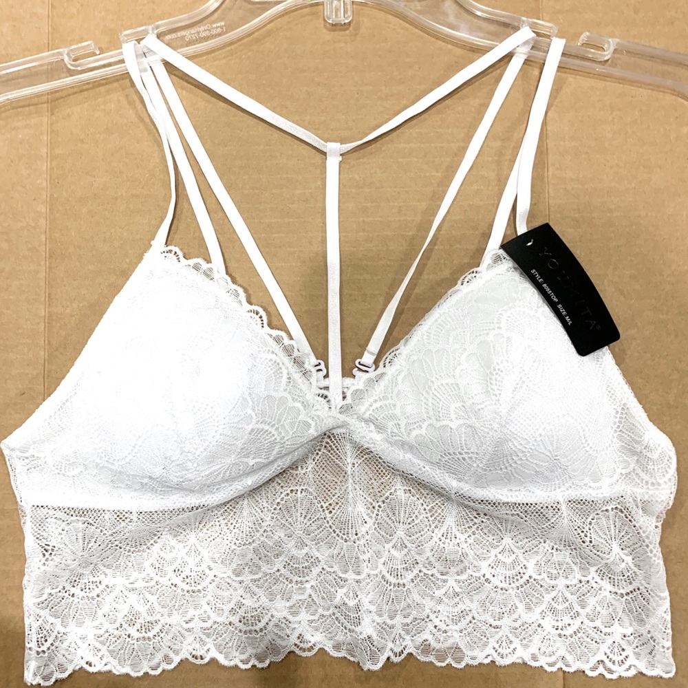 Lace White Padded Pull Over Bralette - Picture 1 of 8